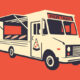 Isometric view vector illustration of a pizza food truck.